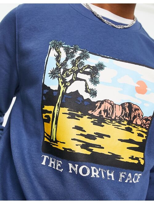 The North Face Graphic Injection chest print sweatshirt in blue