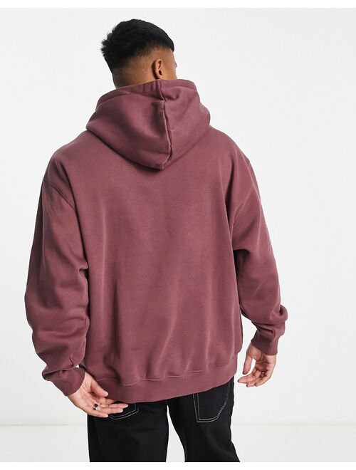 Weekday oversized embroidered hoodie in red