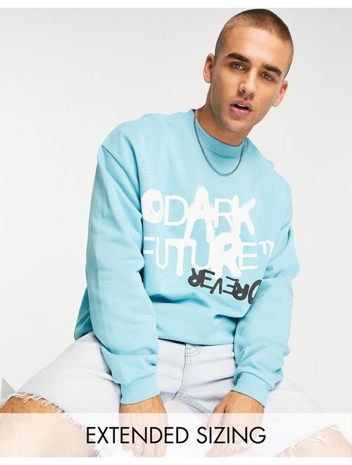 ASOS DESIGN ASOS Dark Future oversized sweatshirt with large back logo graffiti graphic print in white - part of a set