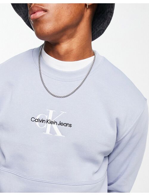 Calvin Klein Jeans monogram logo sweatshirt in blue