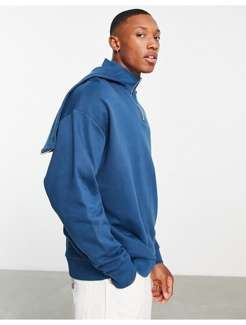 ASOS DESIGN oversized hoodie with zip hood in blue