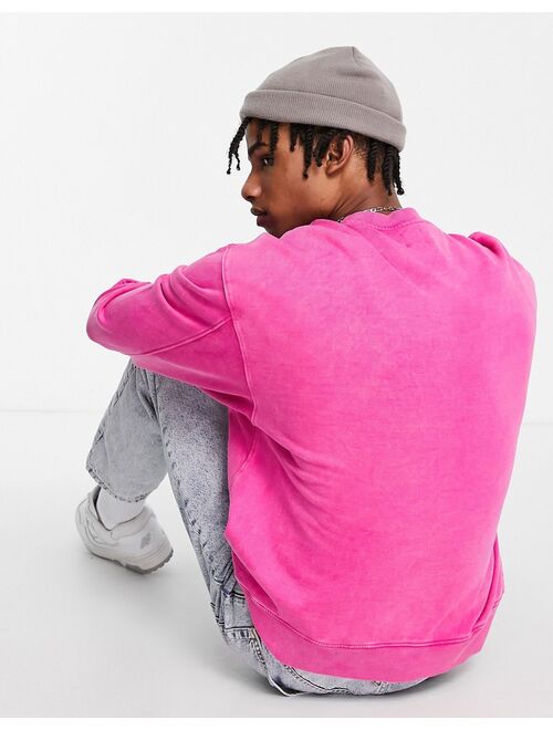 River Island long sleeve washed crew sweat in pink