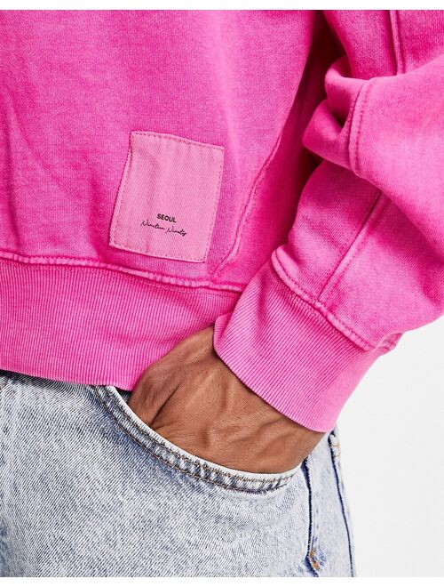 River Island long sleeve washed crew sweat in pink