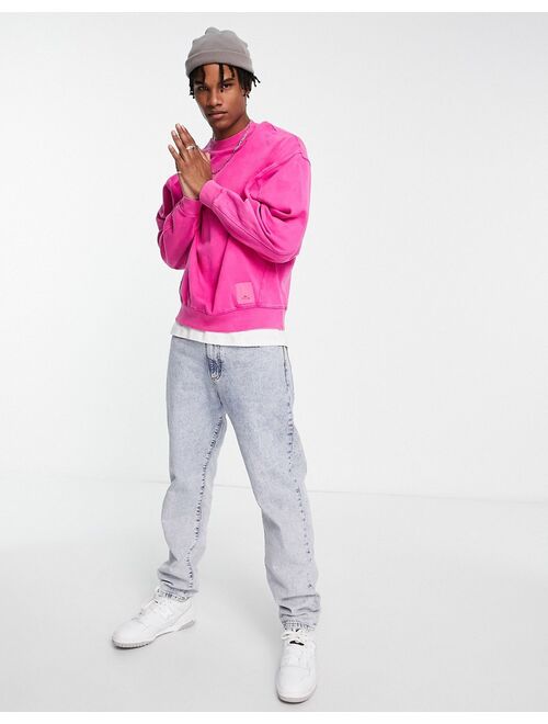 River Island long sleeve washed crew sweat in pink