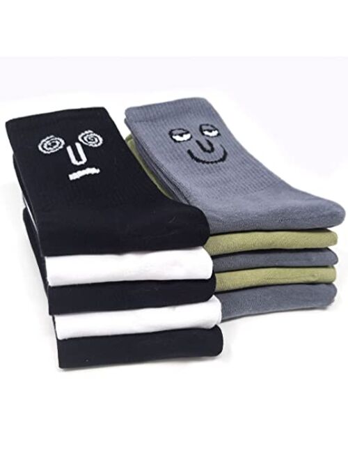 Meloday 10 PACK The Original Emoji Funny Emotion Crew Socks Soft Cotton - 10 different fun designs and color per pack