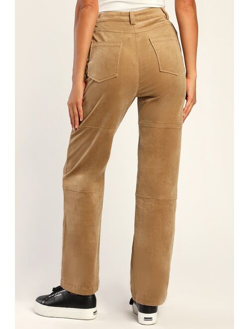 Lulus Working the 'Fit Light Brown Corduroy Straight Leg Pants