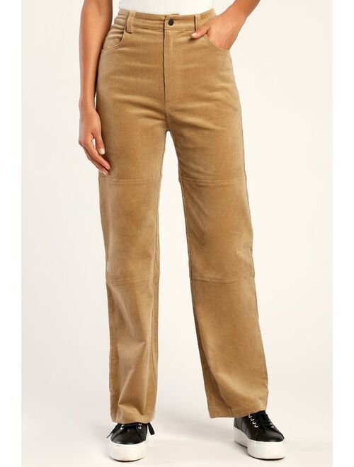 Lulus Working the 'Fit Light Brown Corduroy Straight Leg Pants