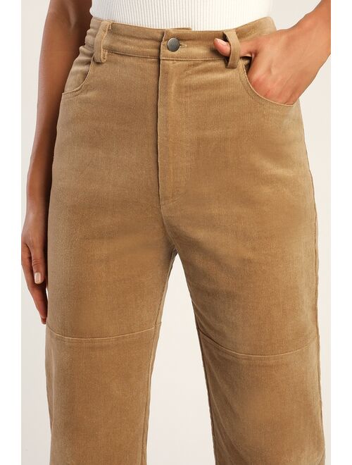 Lulus Working the 'Fit Light Brown Corduroy Straight Leg Pants