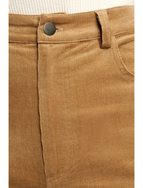 Lulus Working the 'Fit Light Brown Corduroy Straight Leg Pants