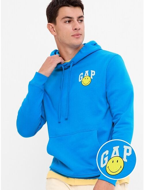 Gap Smiley Vintage Soft Logo Cotton Long Sleeve Relaxed Fit Pullover Hoodie