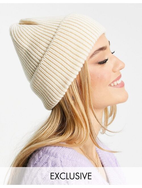 My Accessories London Exclusive chunky beanie in cream yarn