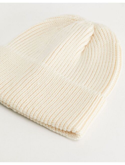 My Accessories London Exclusive chunky beanie in cream yarn