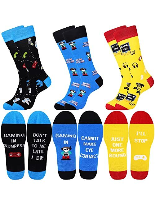 Jeasona Mens Funny Fun Crazy Dress Crew Socks Pack Funky Novelty Cool Gifts