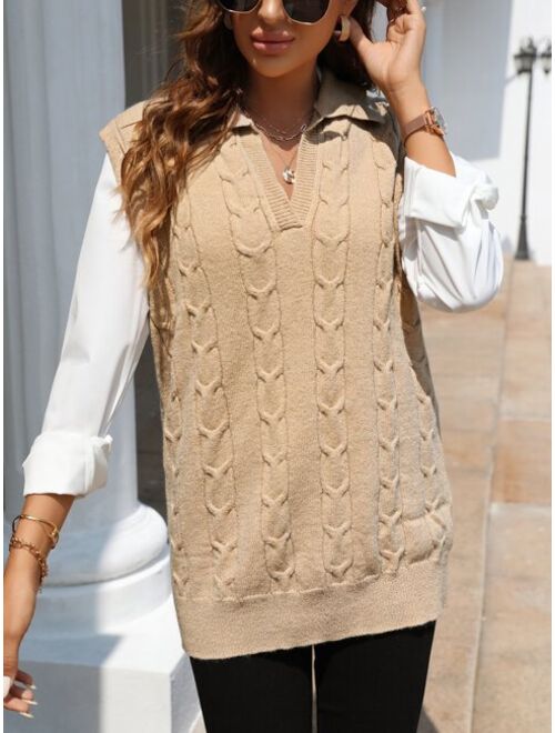 Buy Shein Cable Knit Sweater Vest Without Blouse Online Topofstyle