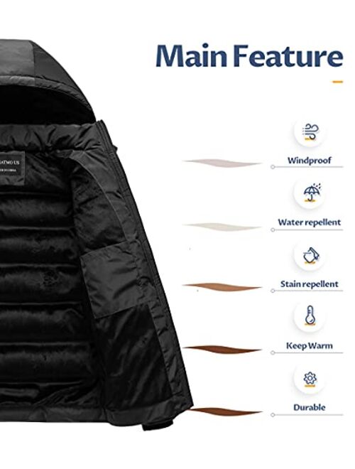 Creatmo Us Men's Puffer Jacket Waterproof Winter Parka jacket Warm Thicken Ski Coat