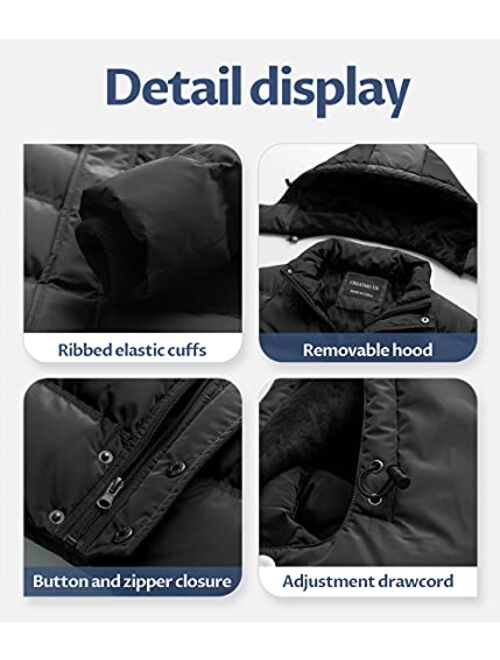 Creatmo Us Men's Puffer Jacket Waterproof Winter Parka jacket Warm Thicken Ski Coat