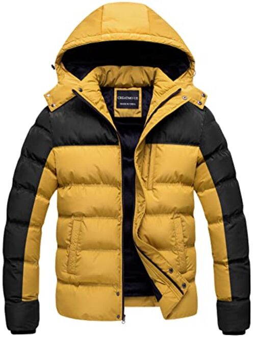 Creatmo Us Men's Puffer Jacket Waterproof Winter Parka jacket Warm Thicken Ski Coat