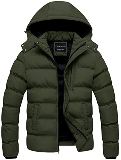 Creatmo Us Men's Puffer Jacket Waterproof Winter Parka jacket Warm Thicken Ski Coat