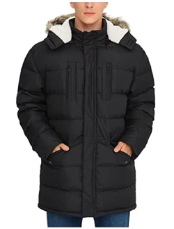 Rejork Men's Long Winter Coats Warm Water Resistant Puffy Hooded Windbreaker Insulated Thicken Jackets with Hood