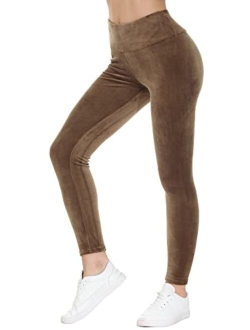 COZZIPLUS Women Velour Legging- High Waisted Buttery Soft Velvet Stretchy Legging