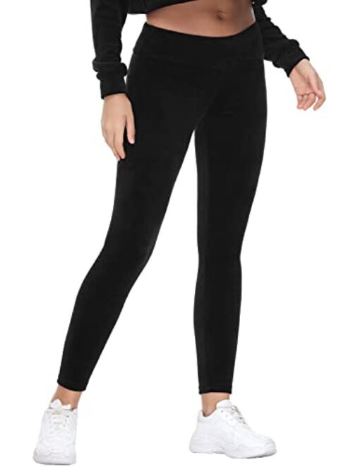 COZZIPLUS Women Velour Legging- High Waisted Buttery Soft Velvet Stretchy Legging