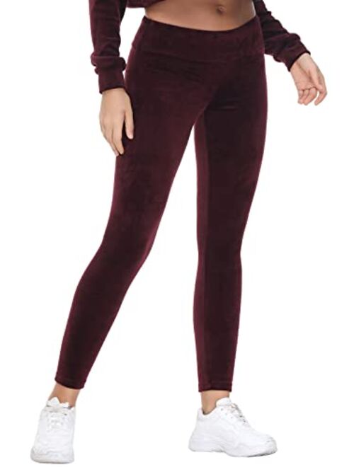 COZZIPLUS Women Velour Legging- High Waisted Buttery Soft Velvet Stretchy Legging