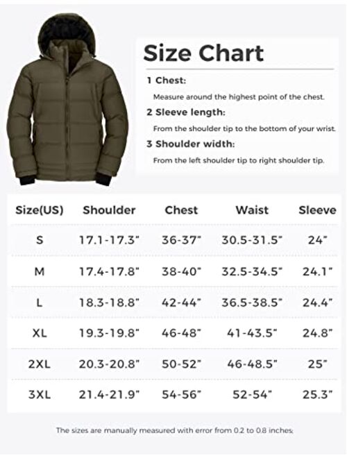 Wantdo Men's Thicken Puffer Jacket Insulated Water-Resistant Warm Winter Coat with Hood