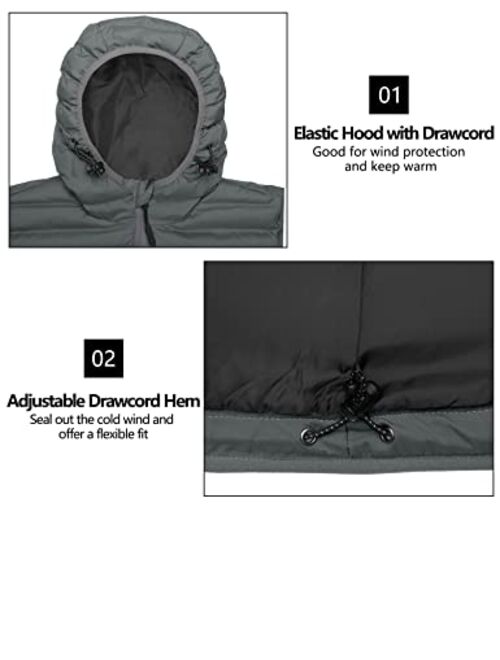 Little Donkey Andy Men's Warm Waterproof Puffer Jacket Hooded Windproof Winter Coat with Recycled Insulation