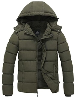 GGleaf Men's Winter Puffer Jacket Quilted Thicken Down Coat Insulated and Water-Resistant with Removable Hood