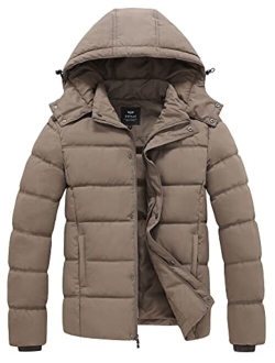 GGleaf Men's Winter Puffer Jacket Quilted Thicken Down Coat Insulated and Water-Resistant with Removable Hood