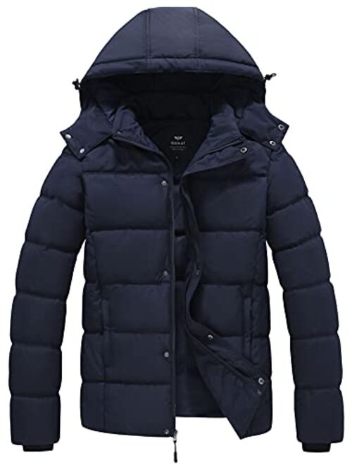 GGleaf Men's Winter Puffer Jacket Quilted Thicken Down Coat Insulated and Water-Resistant with Removable Hood