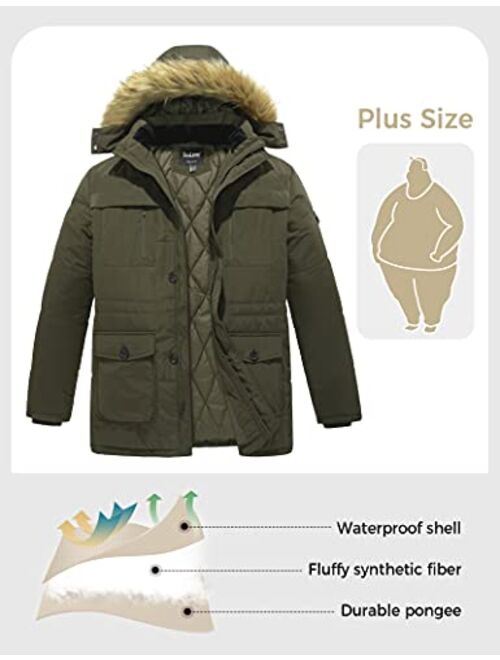 Soularge Men's Big and Tall Winter Warm Heavy Hooded Parka Jacket