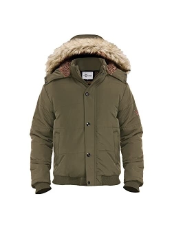 Heihuohua Men's Winter Thicken Coat Warm Puffer Jacket with Removable Hood