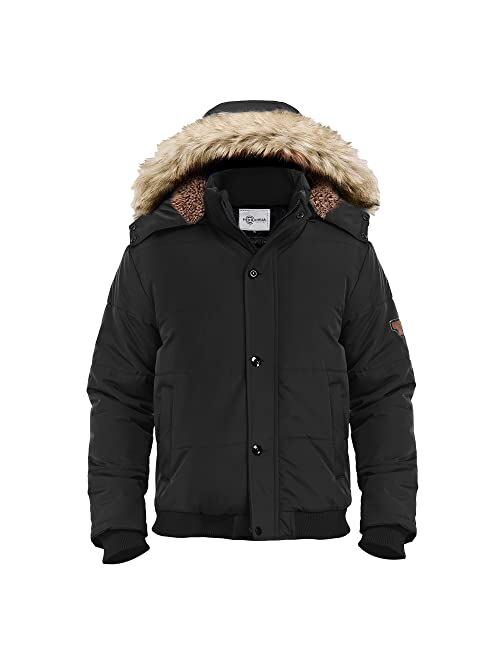 Heihuohua Men's Winter Thicken Coat Warm Puffer Jacket with Removable Hood