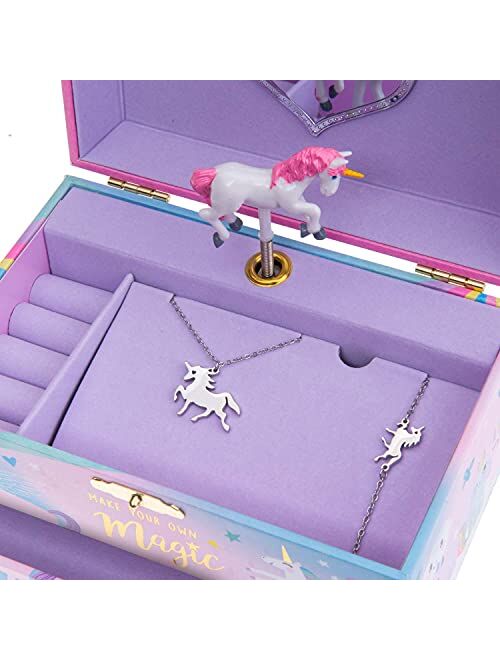 Jewelkeeper Unicorn Music Box & Little Girls Jewelry Set - 3 Unicorn Gifts for Girls