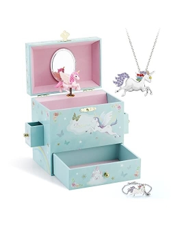 Rr Round Rich Design Kids Musical Jewelry Box for Girls with 3 Drawers and Jewelry Set with Cute Princess Theme - Beautiful Dreamer Tune Pink