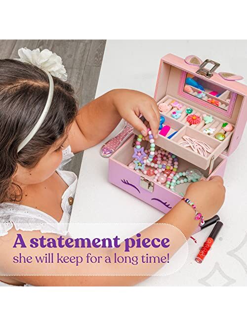 Sparklecorns Unicorn Jewelry Box for Girls - Jewelry Organizer Toy with Carry Handle & Mirror - Kids Jewelry Box for Little Girls who Love Unicorns