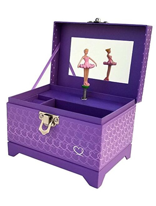 My Tiny Treasures Box Company Ballerina Music Box (3 Hearts: 4.3 x 4 x 5.75 inches)