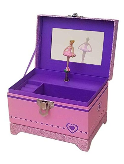 My Tiny Treasures Box Company Ballerina Music Box (3 Hearts: 4.3 x 4 x 5.75 inches)