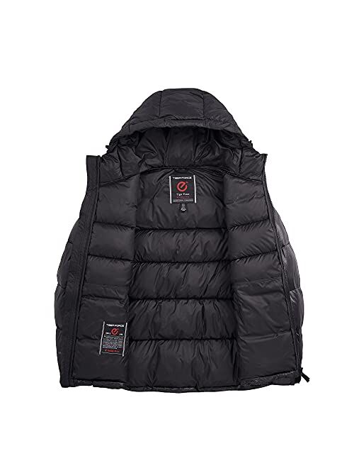 TIGER FORCE Men's Hooded Puffer Jacket Water resistant Heavyweight Sportswear Snow Coat Warm Black Dark Blue