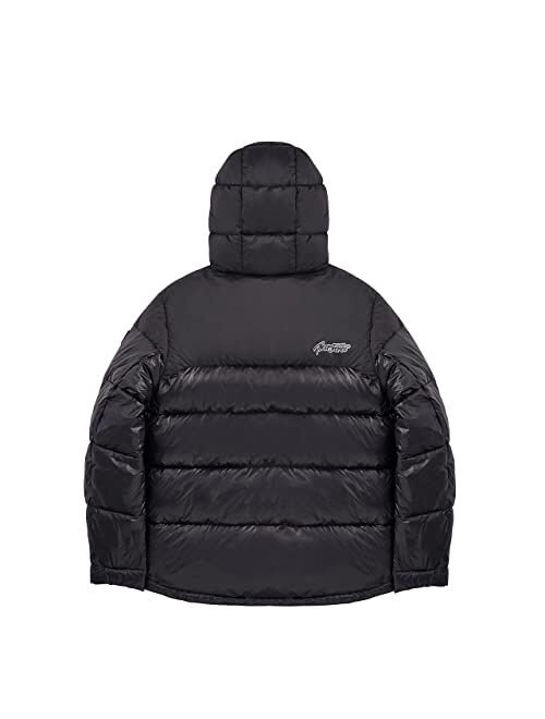 TIGER FORCE Men's Hooded Puffer Jacket Water resistant Heavyweight Sportswear Snow Coat Warm Black Dark Blue