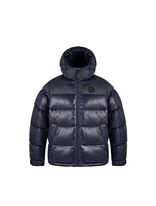 TIGER FORCE Men's Hooded Puffer Jacket Water resistant Heavyweight Sportswear Snow Coat Warm Black Dark Blue