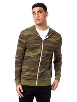 Alternative Men's Hoodie, Eco Zip Up Camo Triblend Jersey Hooded Sweatshirt