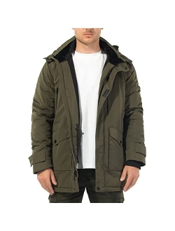 Tiaozhanzhe Mens Winter Puffer Coats Warm Thickened Heavyweight Parka Insulated Hooded jacket Padded Outwear with Detachable Hood