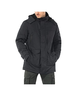 Tiaozhanzhe Mens Winter Puffer Coats Warm Thickened Heavyweight Parka Insulated Hooded jacket Padded Outwear with Detachable Hood