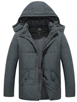 Ampake Men's Winter Warm Parka Coat Thicken Padded Puffer Jacket with Removable Hood