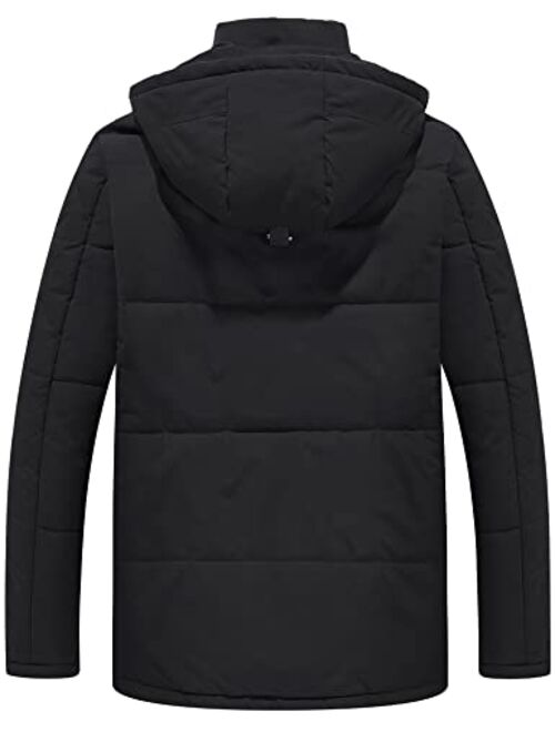 Ampake Men's Winter Warm Parka Coat Thicken Padded Puffer Jacket with Removable Hood