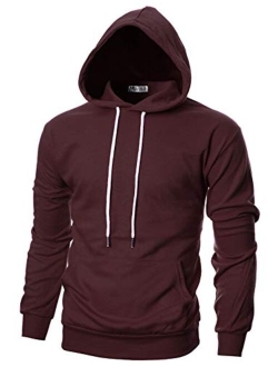 Ohoo Mens Slim Fit Long Sleeve Lightweight Pullover Basic Hoodie With Kangaroo Pocket (XS~3X-Large)