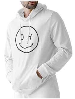 Ohoo Mens Slim Fit Long Sleeve Lightweight Pullover Basic Hoodie With Kangaroo Pocket (XS~3X-Large)