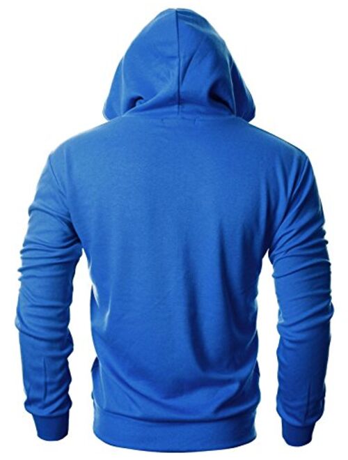 Ohoo Mens Slim Fit Long Sleeve Lightweight Pullover Basic Hoodie With Kangaroo Pocket (XS~3X-Large)